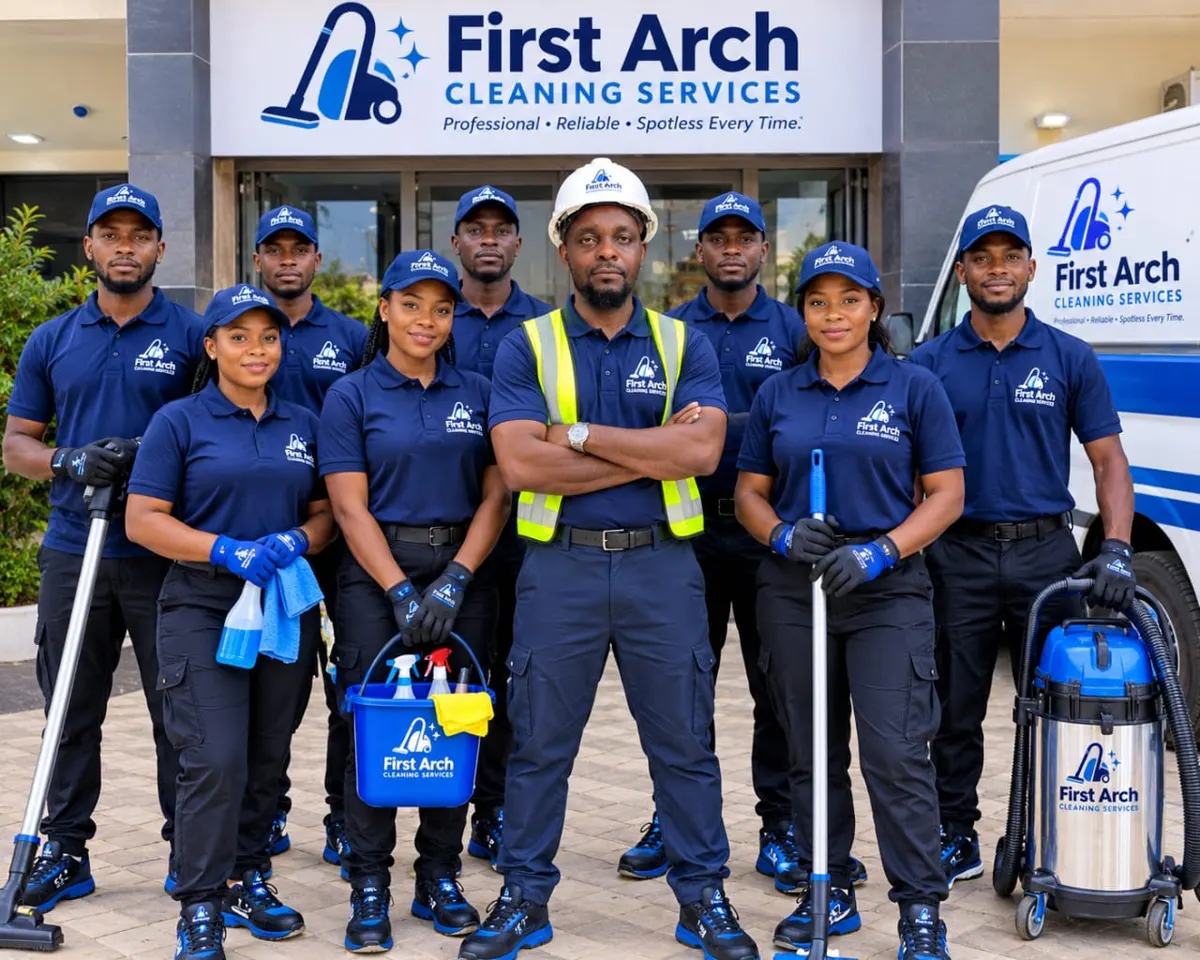 First Arch cleaning team with professional cleaning equipment